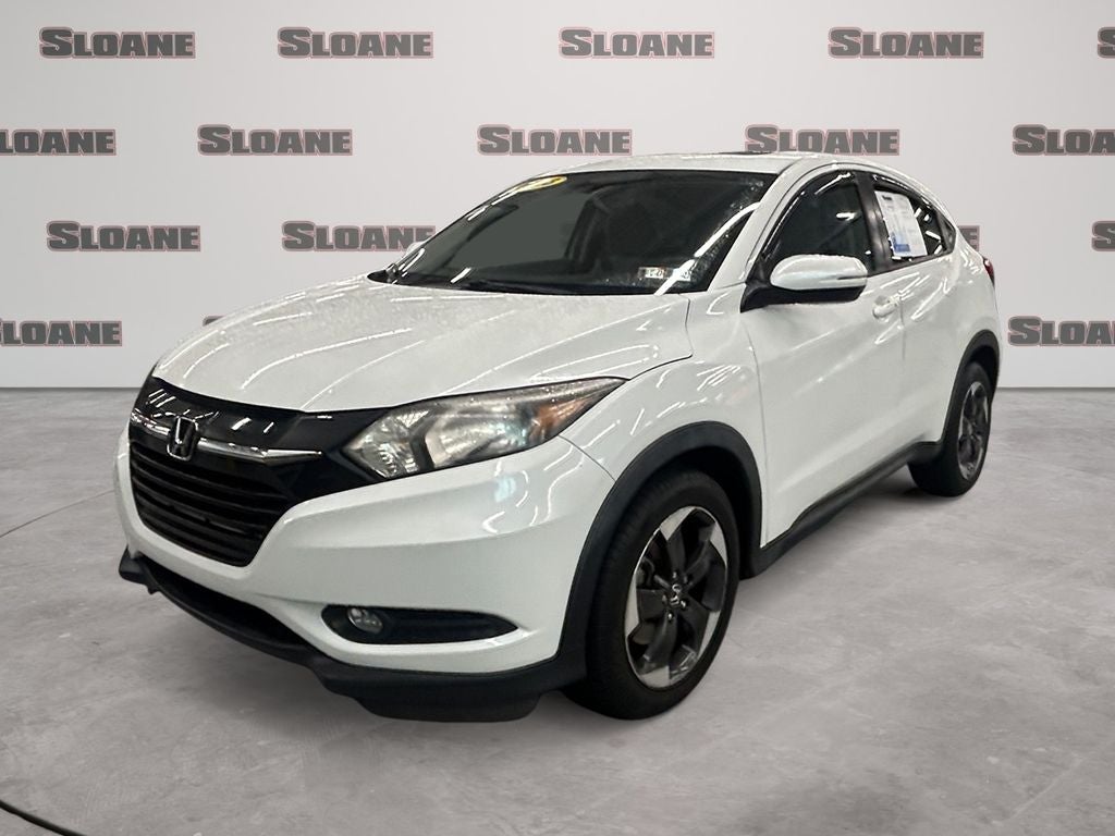 2018 Honda HR-V EX in White Orchid Pearl — front three-quarter view