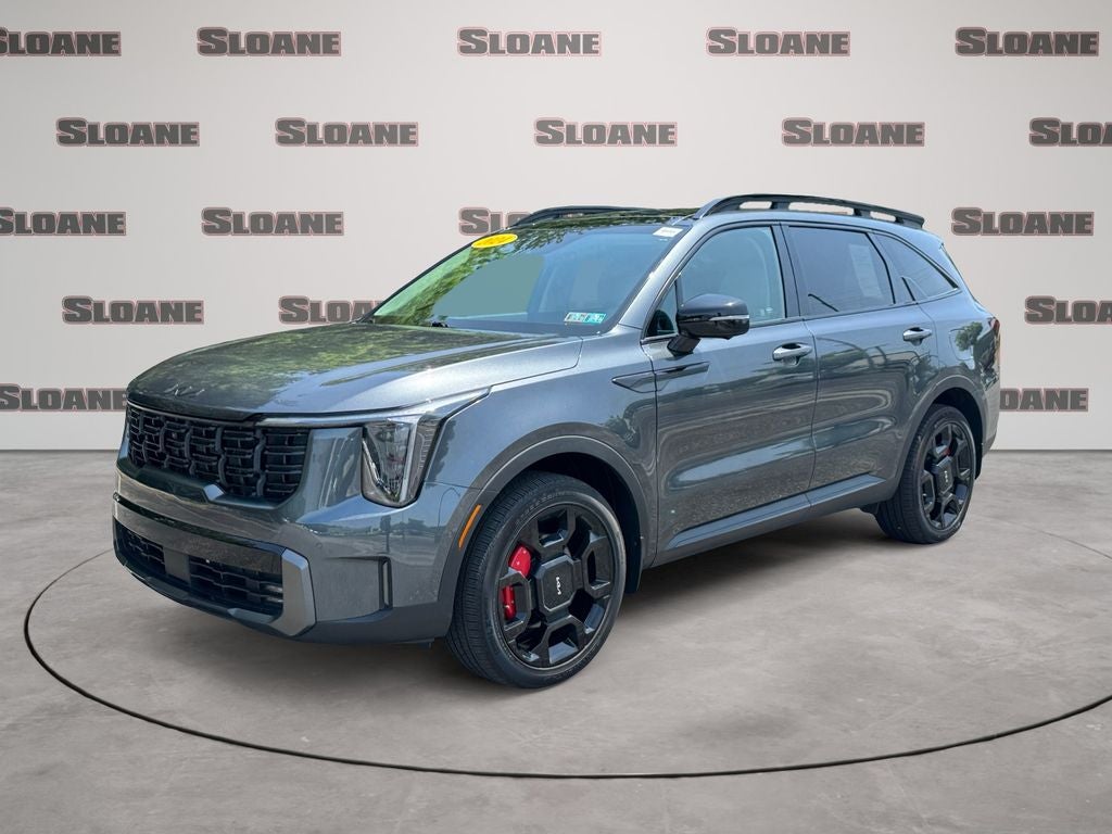 2024 Kia Sorento X-Line SX in Gravity Gray — front three-quarter view