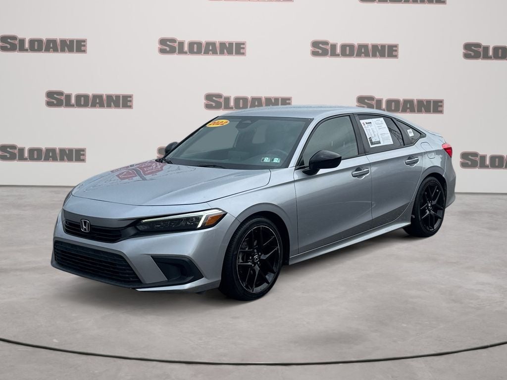 2022 Honda Civic Sport in Morning Mist Metallic — front three-quarter view