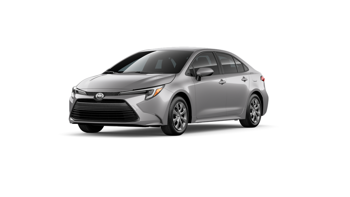 2026 Toyota Corolla Hybrid LE in Classic Silver Metallic — front three-quarter view